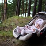 baby sleeping in car seat.