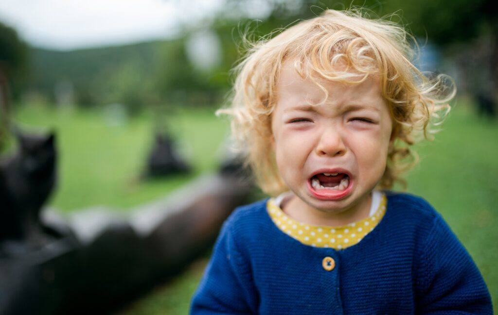 Toddler having a meltdown after preschool